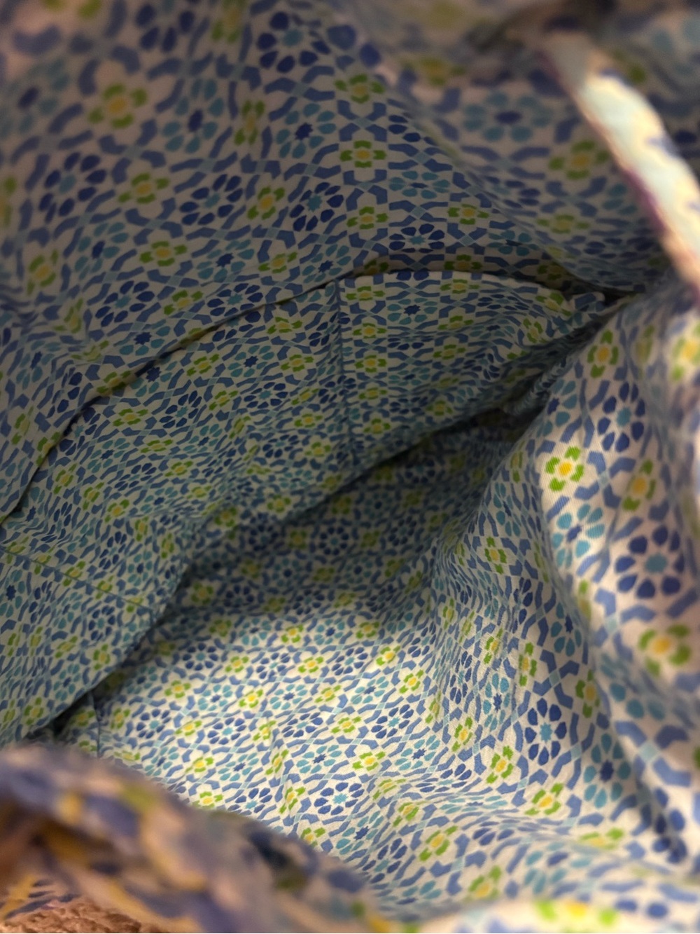 Vera Bradley Blue Paisley Quilted Drawstring Backpack - Picture 5 of 6